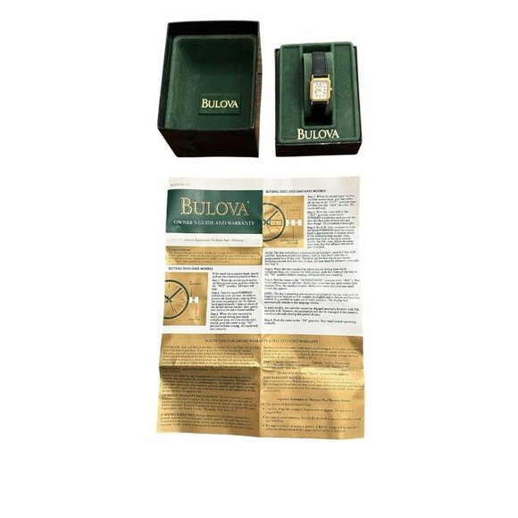 NIB Bulova Classic Quartz Lady’s Watch With Black Leather Band Vintage - Picture 6 of 6